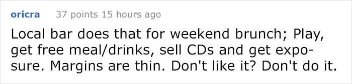 Restaurant Asks Musicians To Perform For Free, And This Musician's Epic Reply Goes Viral Restaurant Asks Musicians To Perform For Free, And This Musician's Epic Reply Goes Viral