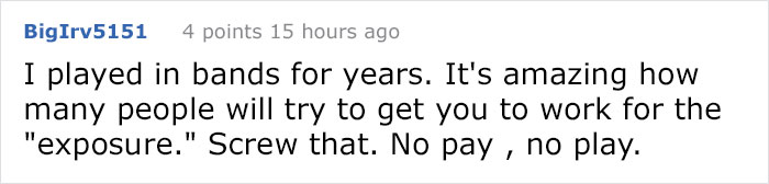 Restaurant Asks Musicians To Perform For Free, And This Musician's Epic Reply Goes Viral Restaurant Asks Musicians To Perform For Free, And This Musician's Epic Reply Goes Viral