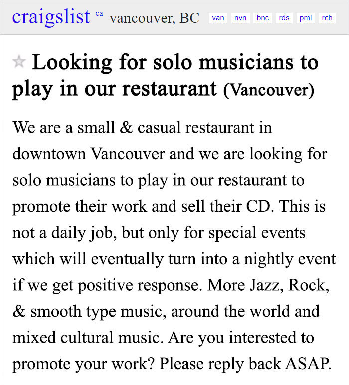 Restaurant Asks Musicians To Perform For Free, And This Musician's Epic Reply Goes Viral Restaurant Asks Musicians To Perform For Free, And This Musician's Epic Reply Goes Viral