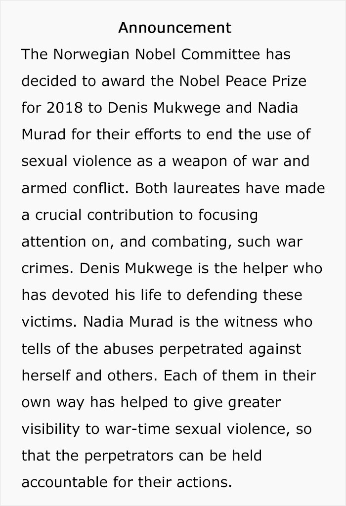 This Year's Nobel Peace Prize Was Split Between Two Winners But People Are Questioning This Choice This Year's Nobel Peace Prize Was Split Between Two Winners But People Are Questioning This Choice