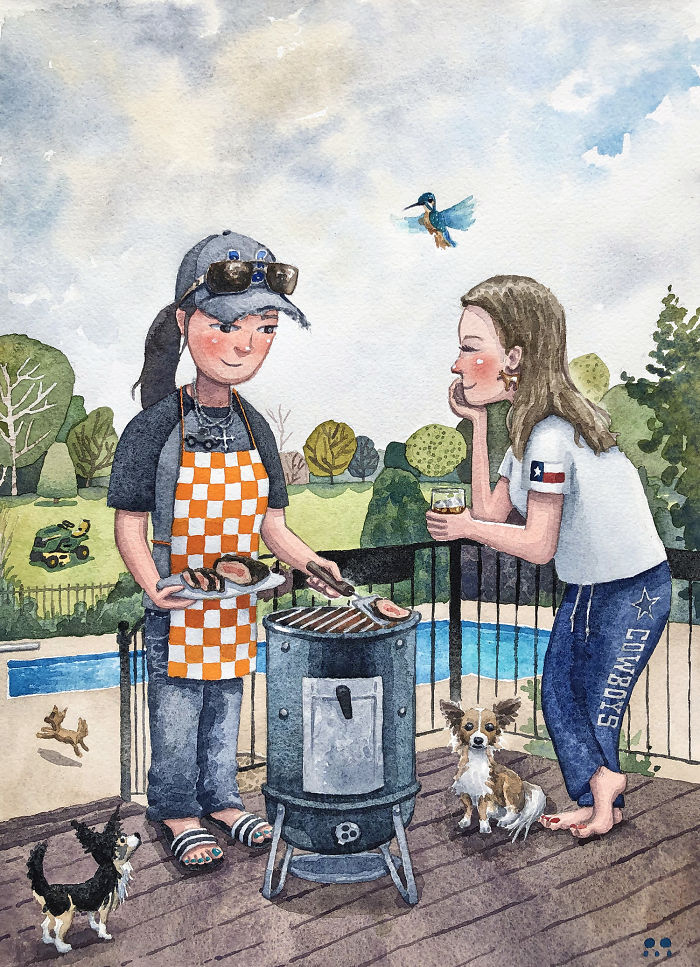 I Created A Watercolor Illustration For My Family's Baby Announcement, And Years Later Custom Illustrations Are My Business
