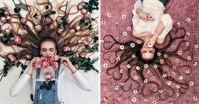 Artist Arranges Amazing Photo Shoots That Show-Off The Beauty Of Her Hair
