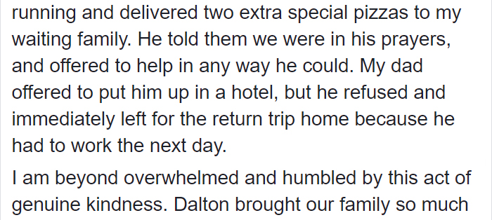 This 18-year-old Drove 3.5 Hours At Night To Deliver A Pizza For A Terminally Ill Man And It's Heartwarming This 18-year-old Drove 3.5 Hours At Night To Deliver A Pizza For A Terminally Ill Man And It's Heartwarming