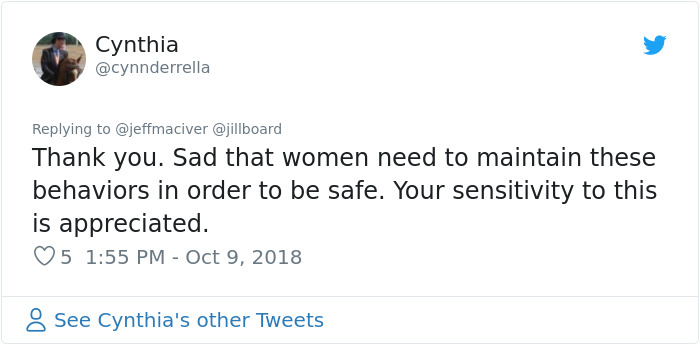 Woman Says That Situations Normal For Men Can Be Dangerous For Women, Sparks A Debate Woman Says That Situations Normal For Men Can Be Dangerous For Women, Sparks A Debate