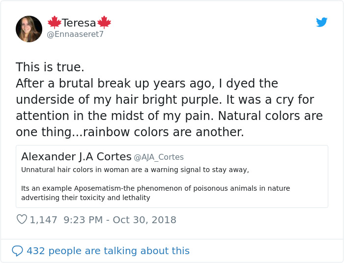 This Woman Had The Best Comeback Ever To A Man Who Said To Stay Away From Women With Dyed Hair