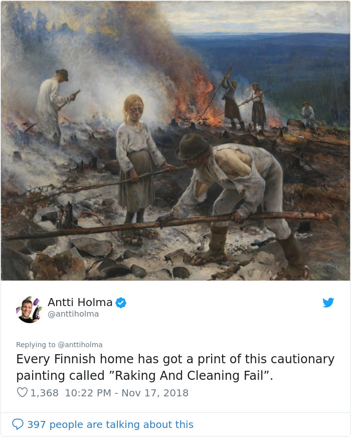 Finns-Troll-Trump-Raking-Leaves-Wildfire-Prevention