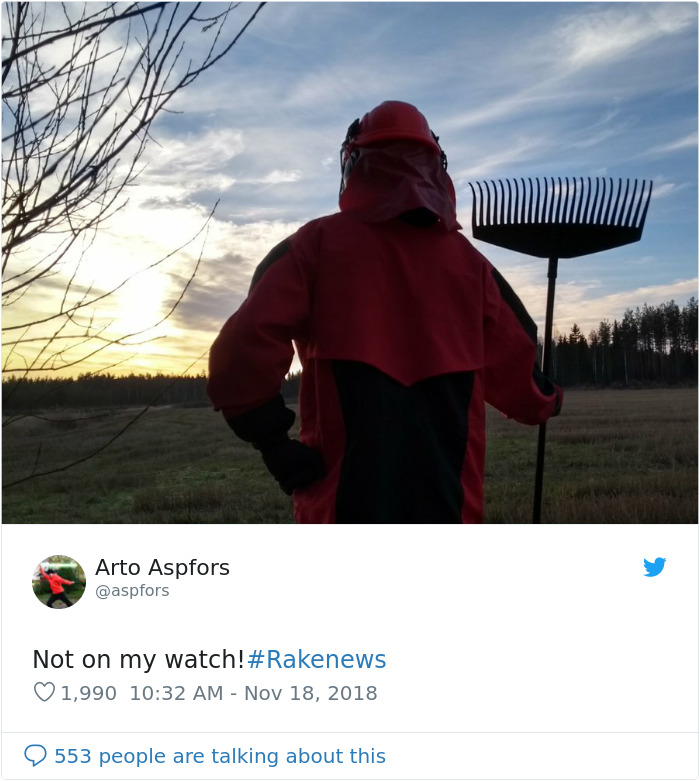 Finns-Troll-Trump-Raking-Leaves-Wildfire-Prevention