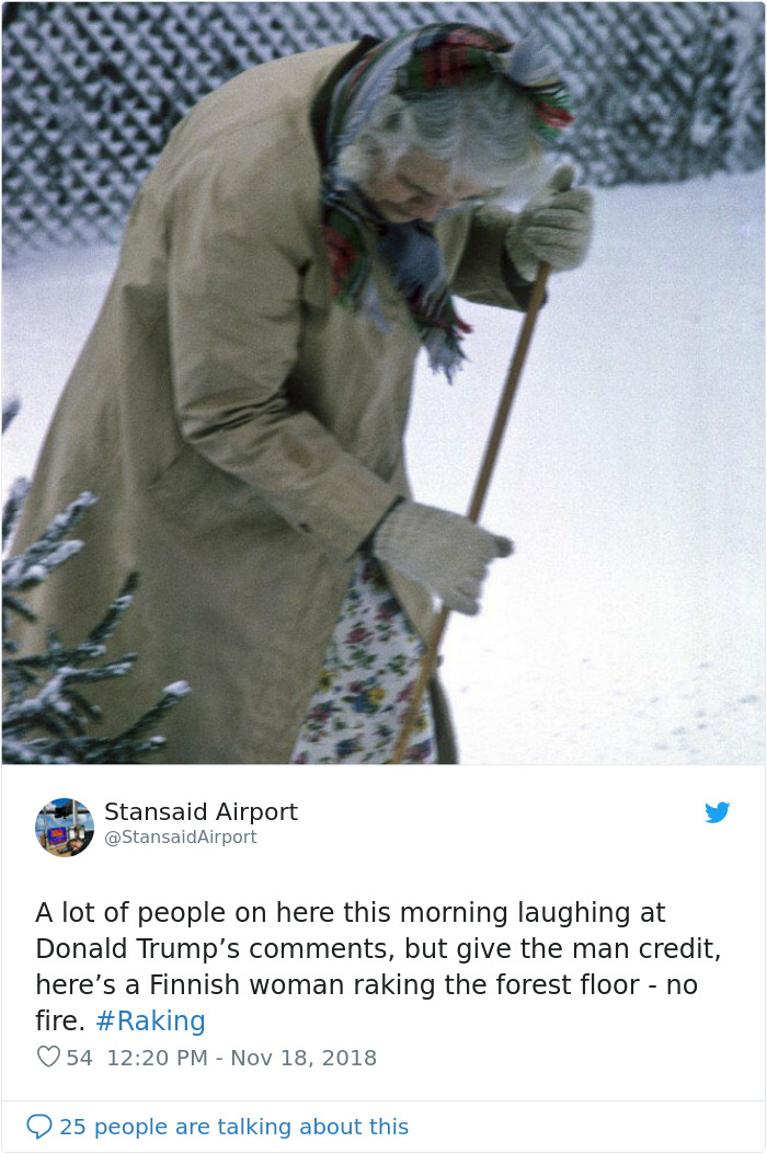 Finns-Troll-Trump-Raking-Leaves-Wildfire-Prevention