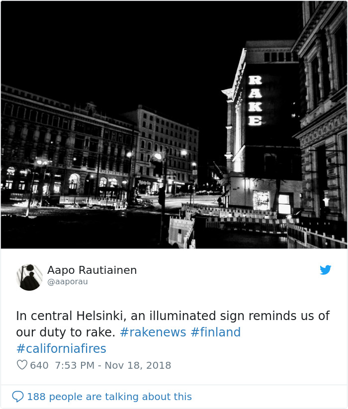 Finns-Troll-Trump-Raking-Leaves-Wildfire-Prevention