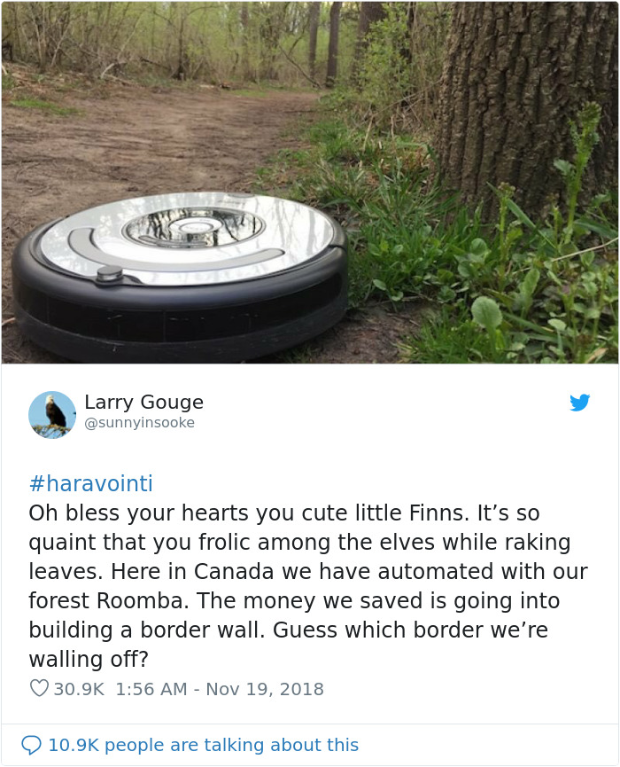 Finns-Troll-Trump-Raking-Leaves-Wildfire-Prevention