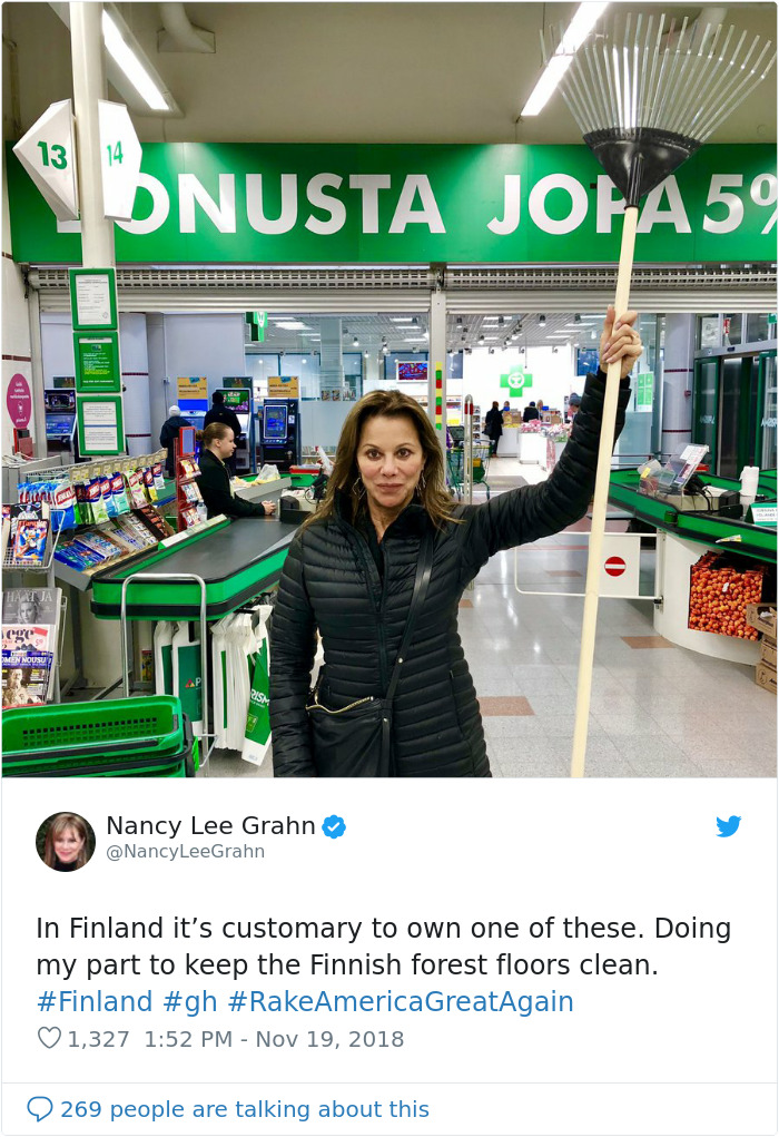 Finns-Troll-Trump-Raking-Leaves-Wildfire-Prevention