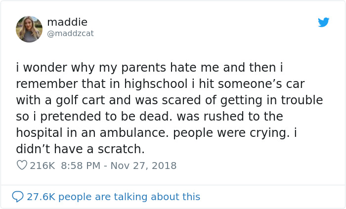 Girl Remembers Why Her Parents Hate Her - Once She Hit Someone's Car And Pretended To Be Dead Girl Remembers Why Her Parents Hate Her - Once She Hit Someone's Car And Pretended To Be Dead
