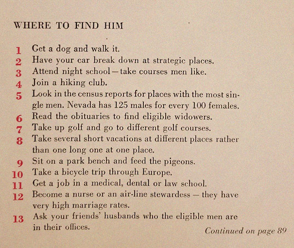 This '129 Ways to Get a Husband' Article From 1958 Shows How Much The World Has Changed This '129 Ways to Get a Husband' Article From 1958 Shows How Much The World Has Changed
