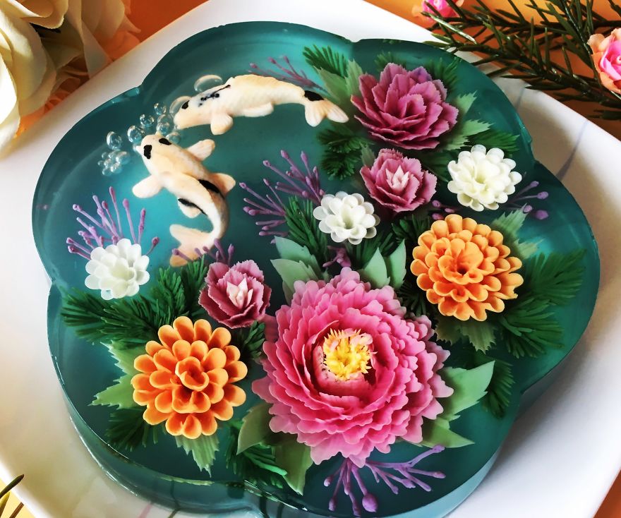 I Transform Floral Bouquets And Koi Ponds Into Edible 3d Jelly Art