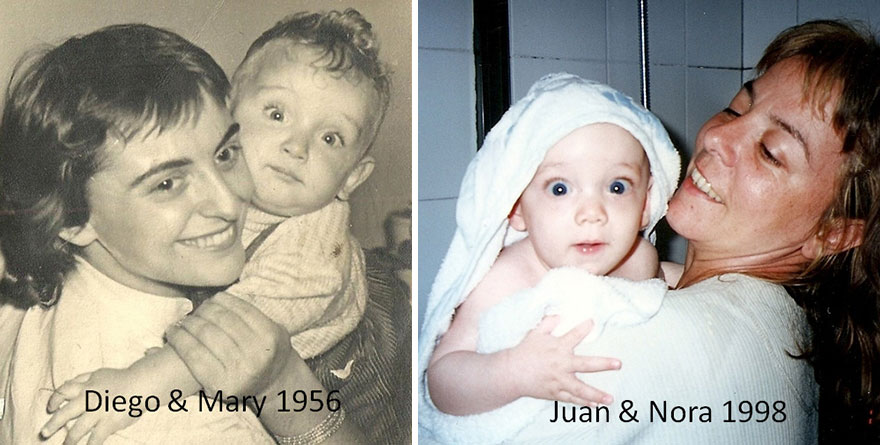 Mother Mary And Myself And My Wife And Son Embracing