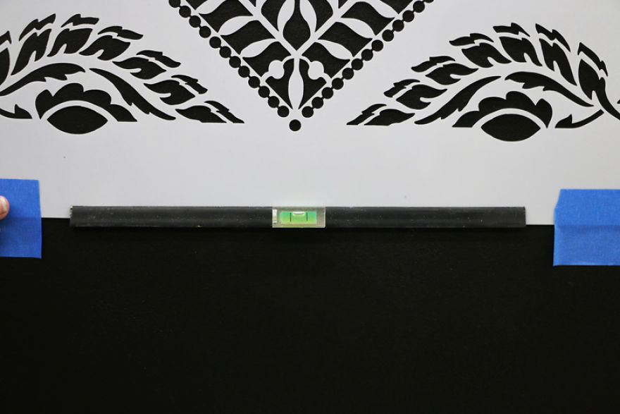 How To Stencil A Metallic Tile Accent Wall How To Stencil A Metallic Tile Accent Wall