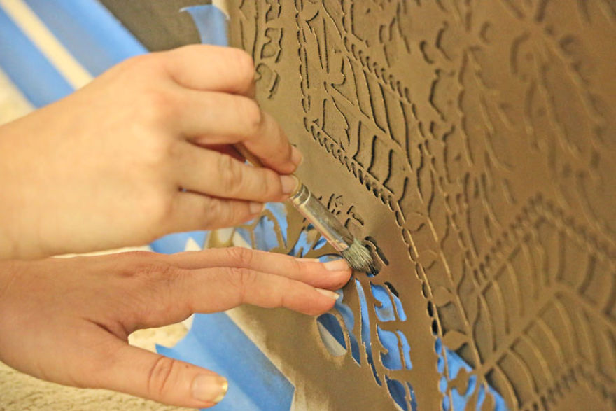 How To Stencil A Metallic Tile Accent Wall How To Stencil A Metallic Tile Accent Wall