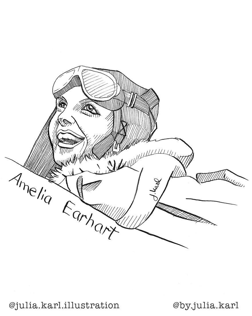 I Challenged Myself To Daily Draw A Portrait Of A Female Achiever For 31 Days