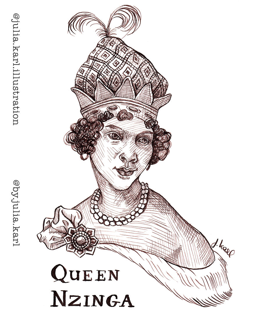 I Challenged Myself To Daily Draw A Portrait Of A Female Achiever For 31 Days