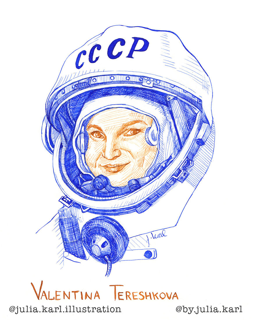 I Challenged Myself To Daily Draw A Portrait Of A Female Achiever For 31 Days