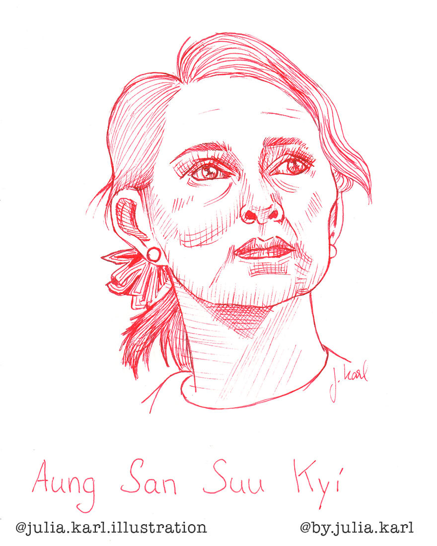 I Challenged Myself To Daily Draw A Portrait Of A Female Achiever For 31 Days