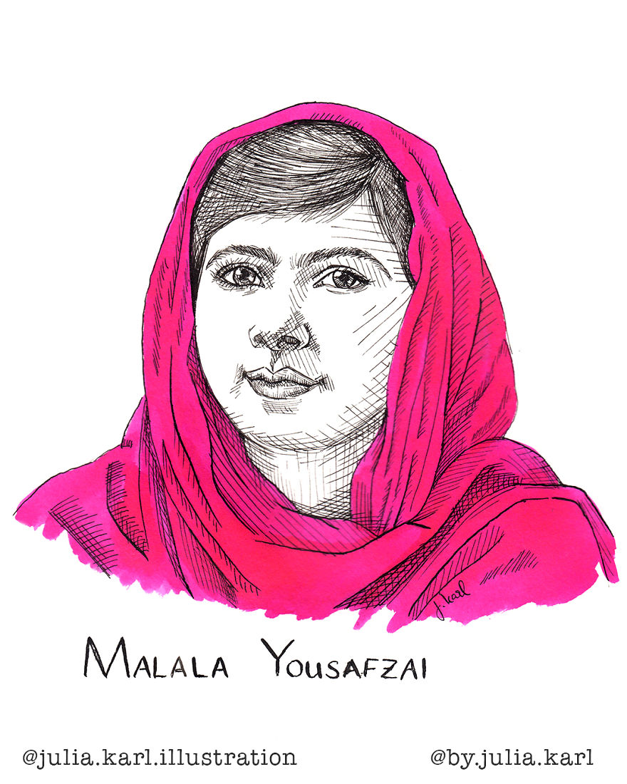 I Challenged Myself To Daily Draw A Portrait Of A Female Achiever For 31 Days