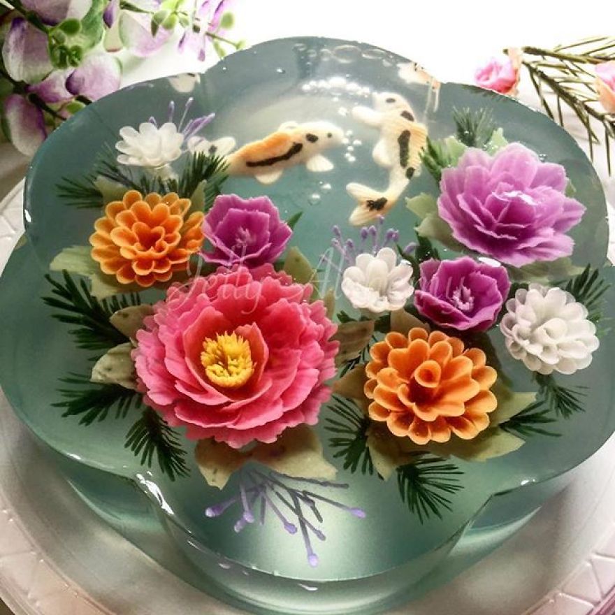 I Transform Floral Bouquets And Koi Ponds Into Edible 3d Jelly Art
