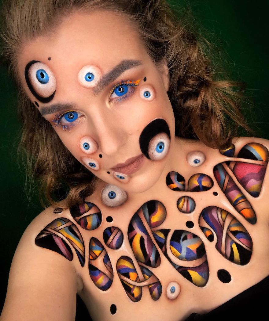 I Use My Own Face And Body As A Canvas To Create Unique Looks And Illusion Makeup
