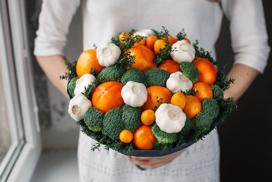 Kumquats, Broccoli, Persimmon And Herbs
