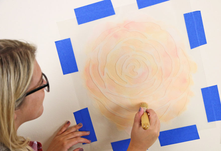 A Floral Watercolor Wallpaper Hack Using Reusable Stencils A Floral Watercolor Wallpaper Hack Using Reusable Stencils