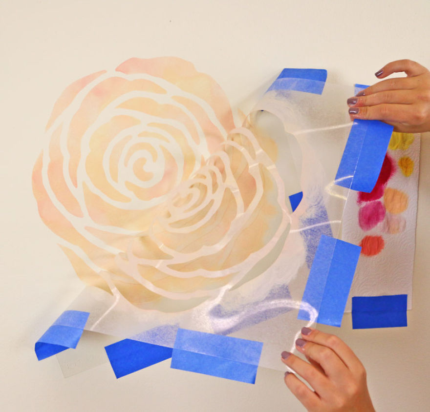 A Floral Watercolor Wallpaper Hack Using Reusable Stencils A Floral Watercolor Wallpaper Hack Using Reusable Stencils