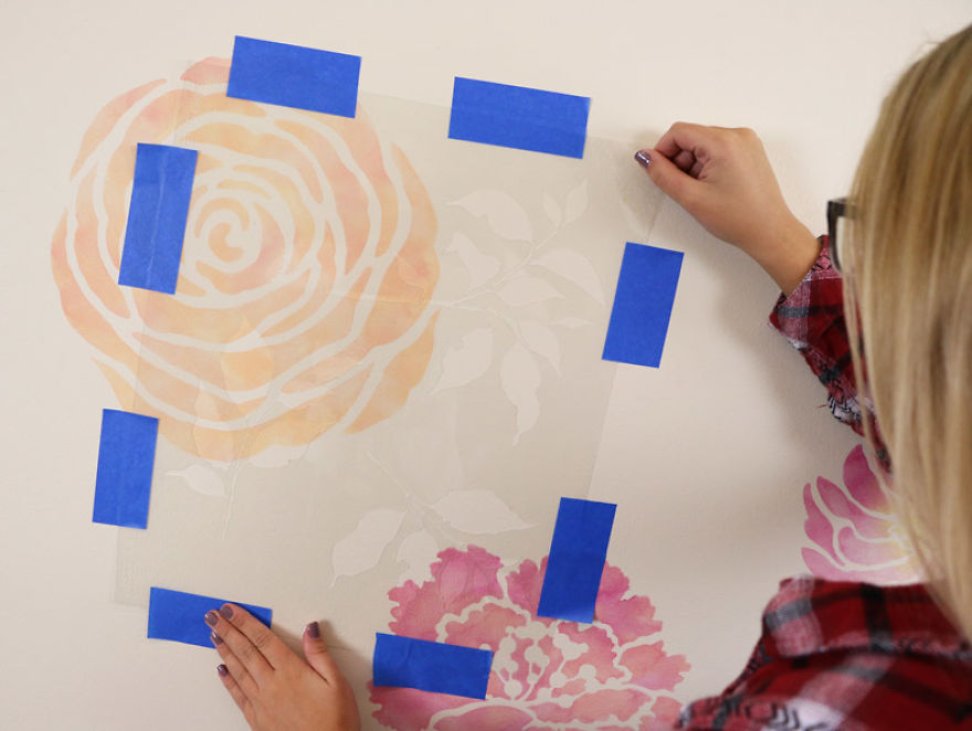 A Floral Watercolor Wallpaper Hack Using Reusable Stencils A Floral Watercolor Wallpaper Hack Using Reusable Stencils