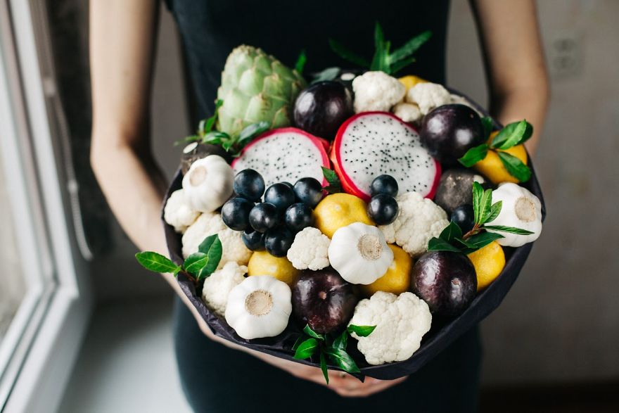 Dragon Fruit, Artichoke, Grapes, Cauliflower, Garlic And Herbs