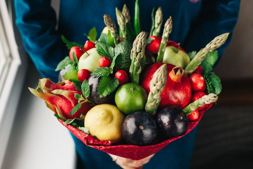 Asparagus, Plums, Radish And Lemons