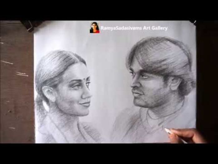 Time Lapse Drawing Of 96 Trisha & Vijay Sethupathi