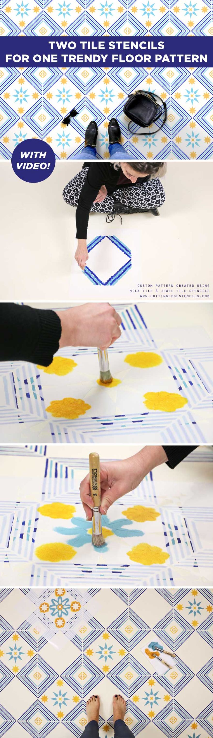 Two Tile Stencils For One Trendy Floor Pattern