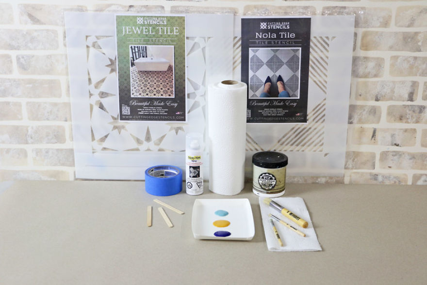 Two Tile Stencils For One Trendy Floor Pattern