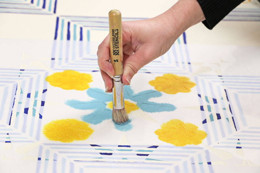 Two Tile Stencils For One Trendy Floor Pattern