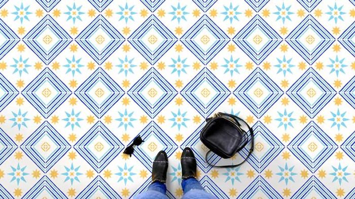 Two Tile Stencils For One Trendy Floor Pattern