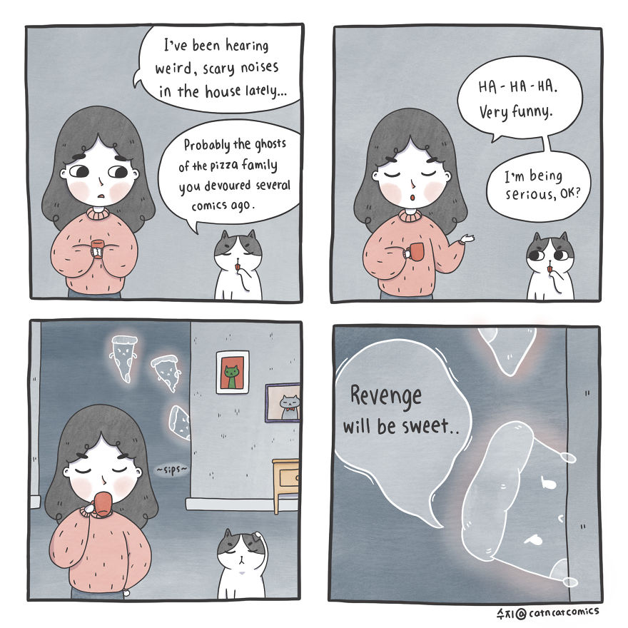 My 21 Wholesome Comics About A Cat And His Human, With A Dash Of Fantasy