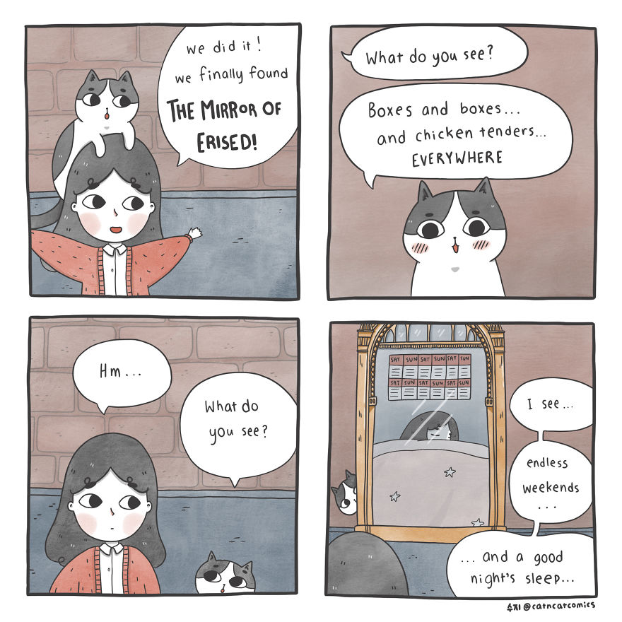 My 21 Wholesome Comics About A Cat And His Human, With A Dash Of Fantasy