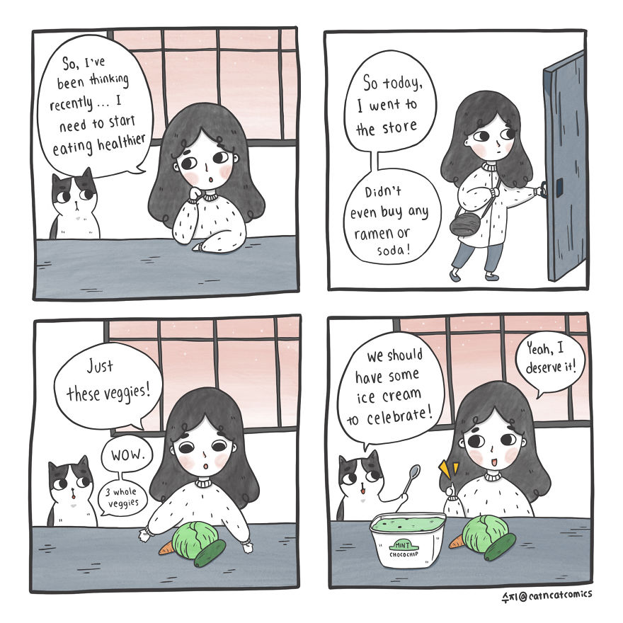 My 21 Wholesome Comics About A Cat And His Human, With A Dash Of Fantasy