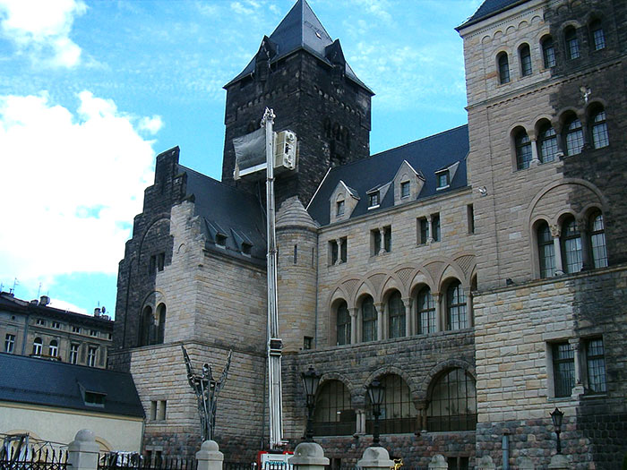The Facade Of The Imperial Castle In Poznan During Cleaning And Renovation