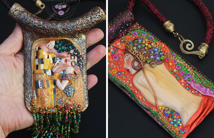 I Use Polymer Clay To Reproduce Fragments Of Gustav Klimt’s Paintings