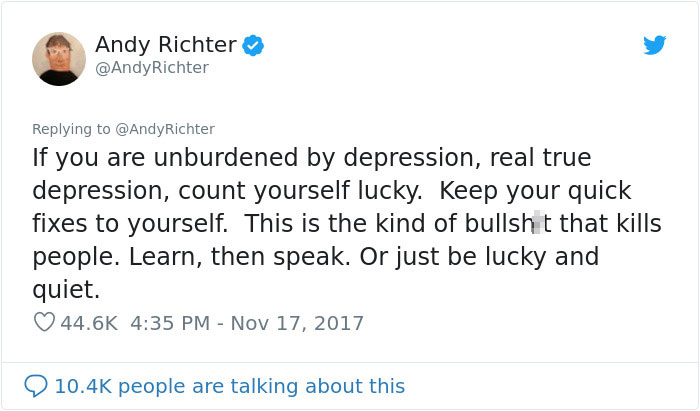 Someone Says "Depression Is A Choice", And Andy Richter's Response Is Brilliant
