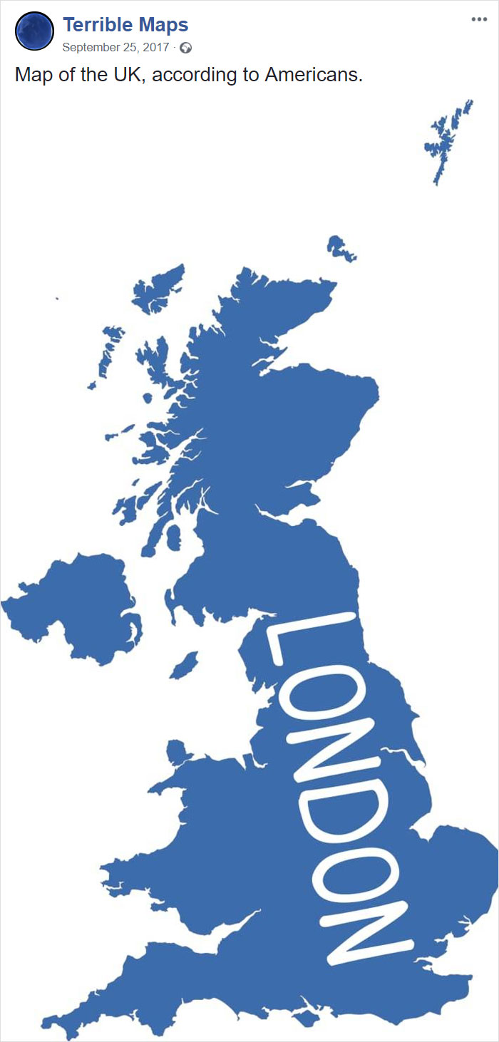 Map Of The Uk, According To Americans.