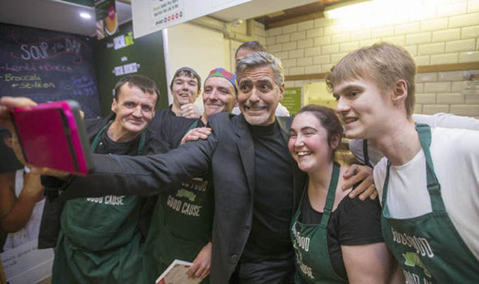 George Clooney Wowed Fans On Visit To Edinburgh Charity Café. He Also Donated £1,000 To The Charity For Pre-Paid Meals