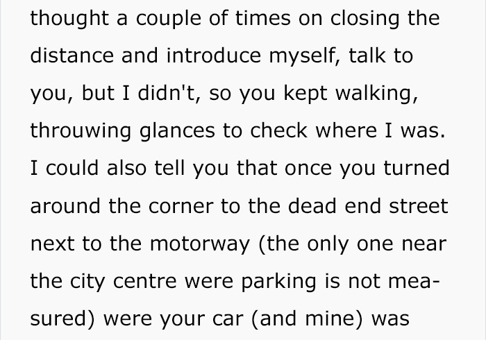 Guy Follows Girl Four Blocks To Her Car, Then Writes Her An Anonymous Letter Guy Follows Girl Four Blocks To Her Car, Then Writes Her An Anonymous Letter