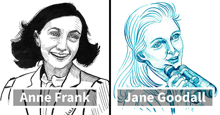 I Challenged Myself To Draw 31 Portraits Of Strong Female Role Models For This Year’s Inktober