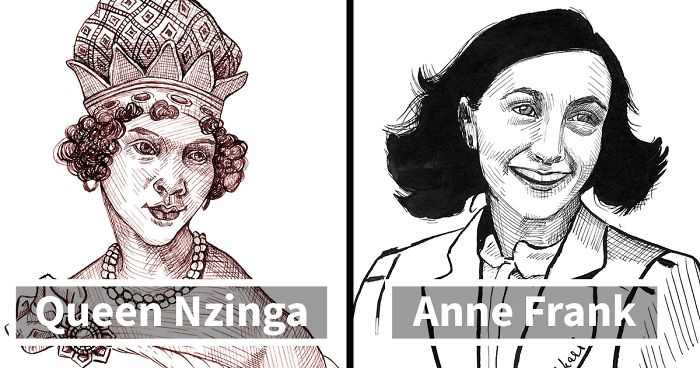 I Challenged Myself To Draw 31 Portraits Of Strong Female Role Models For This Year’s Inktober